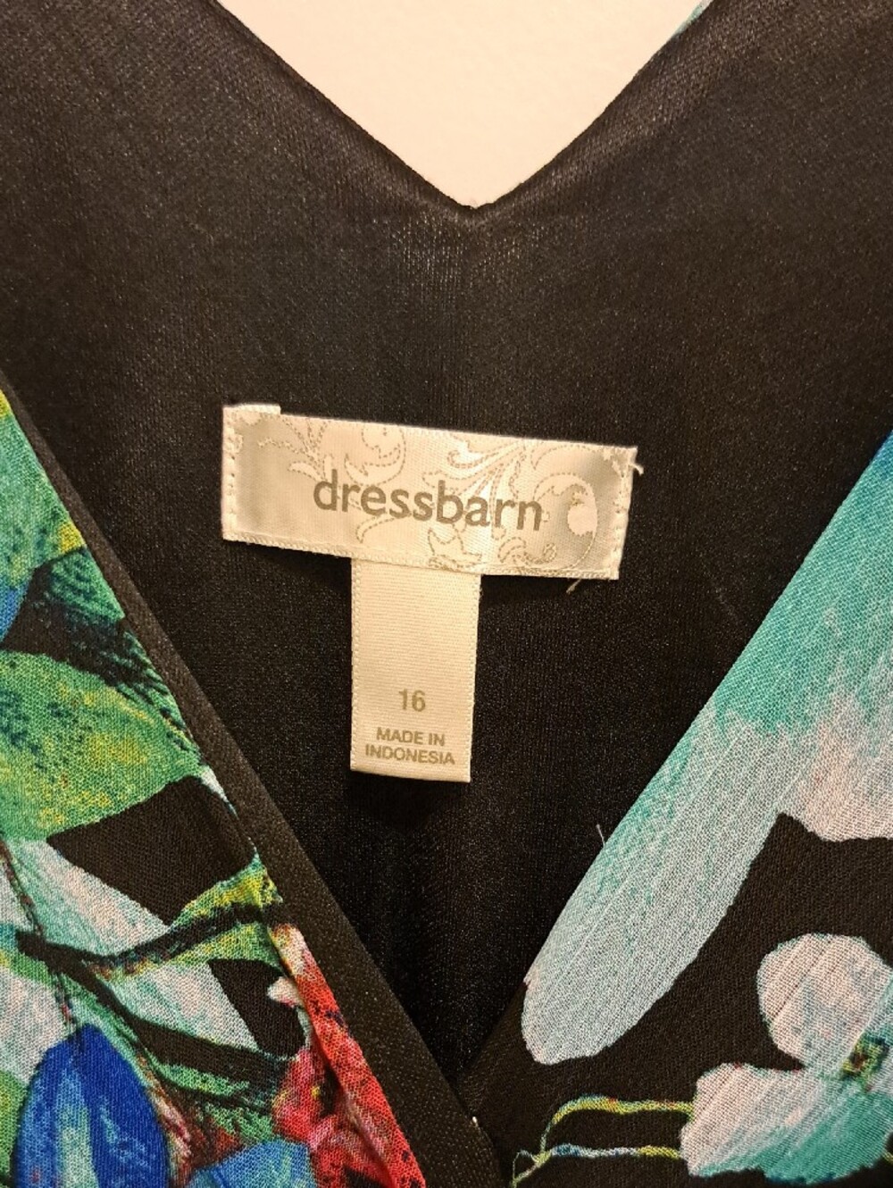 dressbarn Black Maxi Dress with Aqua, Green and Red Floral Print - Picture 2 of 5